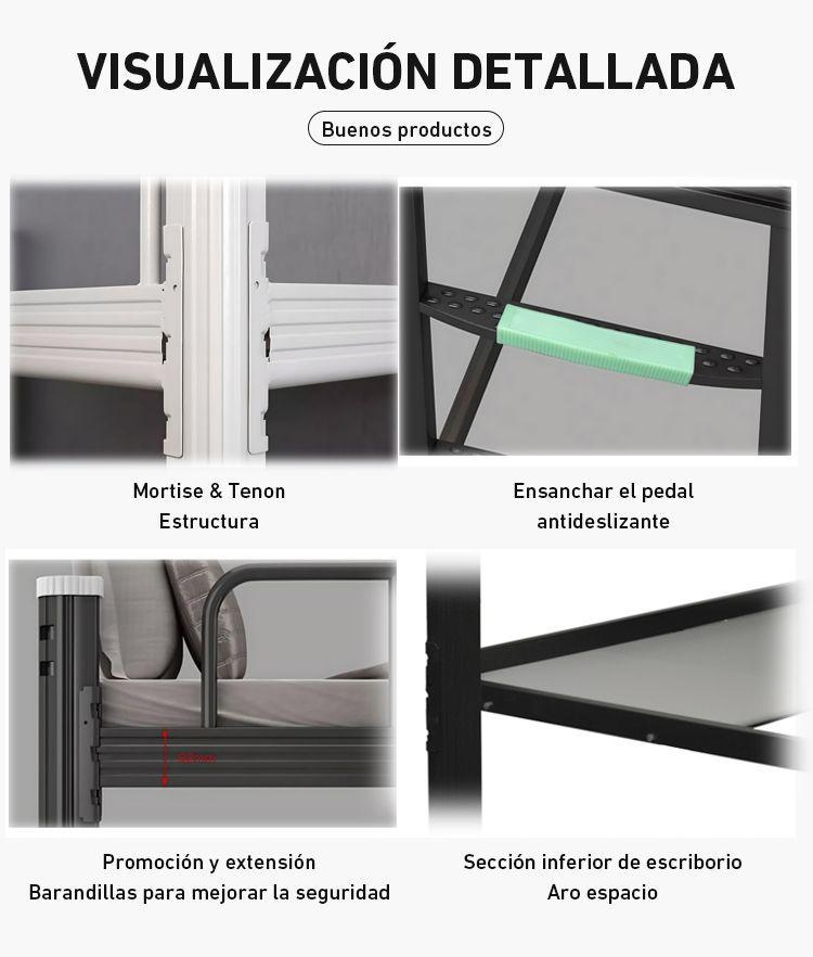 Cama alta con escritorio Strong 1 plaza blanco-4