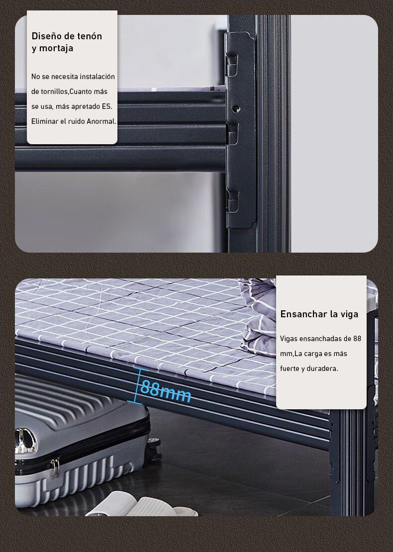 Cama alta + cama baja Strong 1.5 plaza negro-3