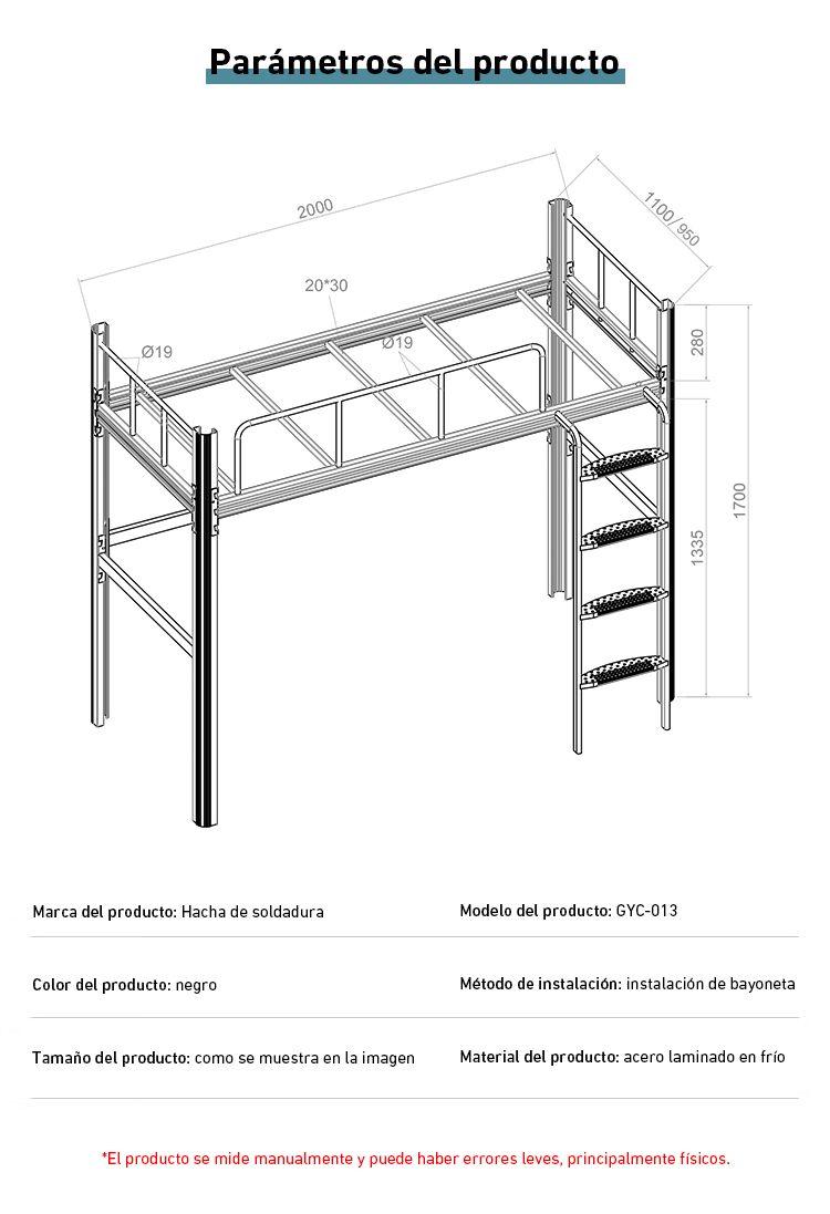 Cama alta Strong 1 plaza negro-7