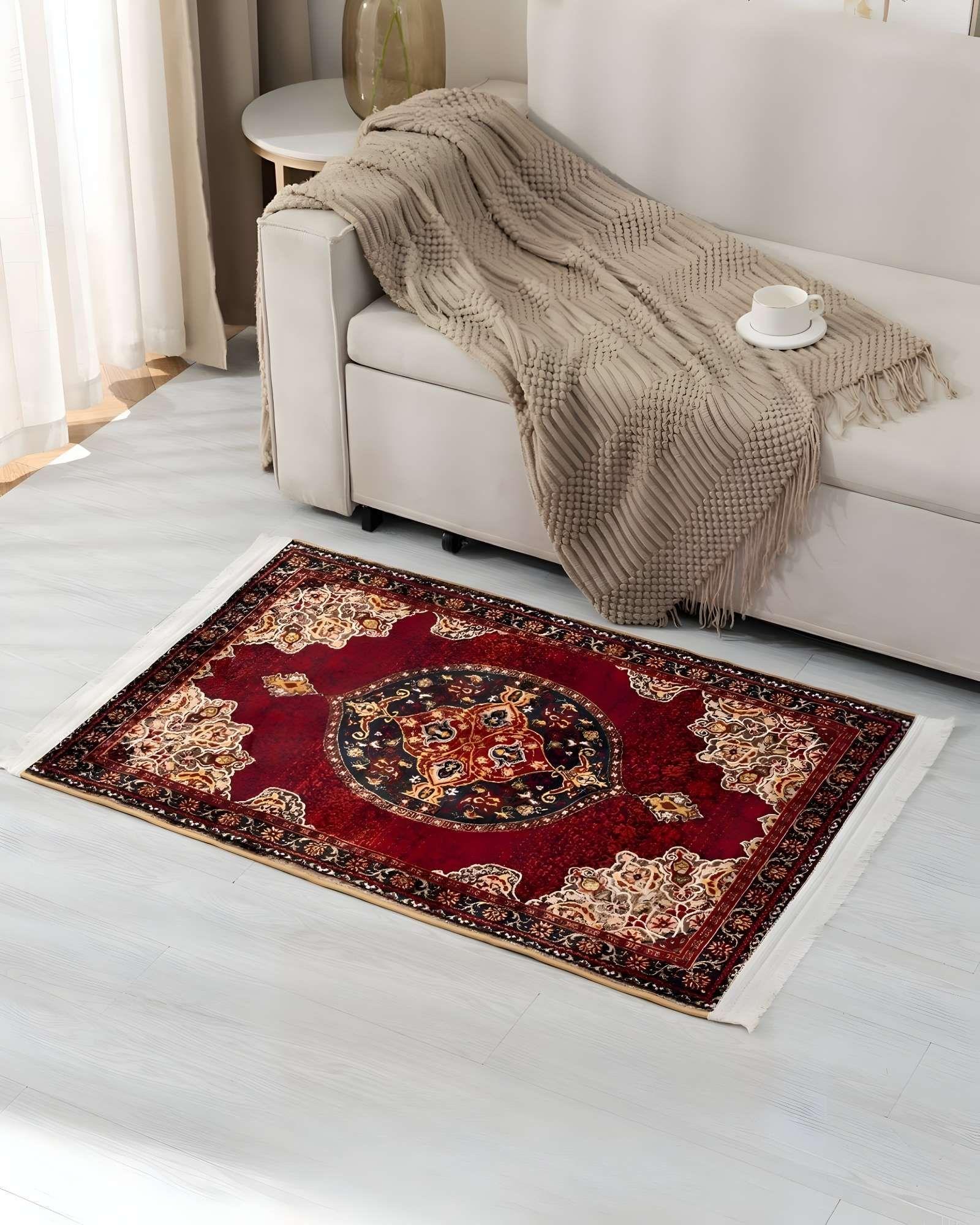 ALFOMBRA DECORATIVA CON FLEQUILLOS 80X120 ROJO-3