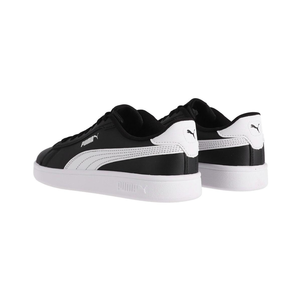 Zapatilla Puma Smash 3.0 Leather Joven Negras/Blancas-3
