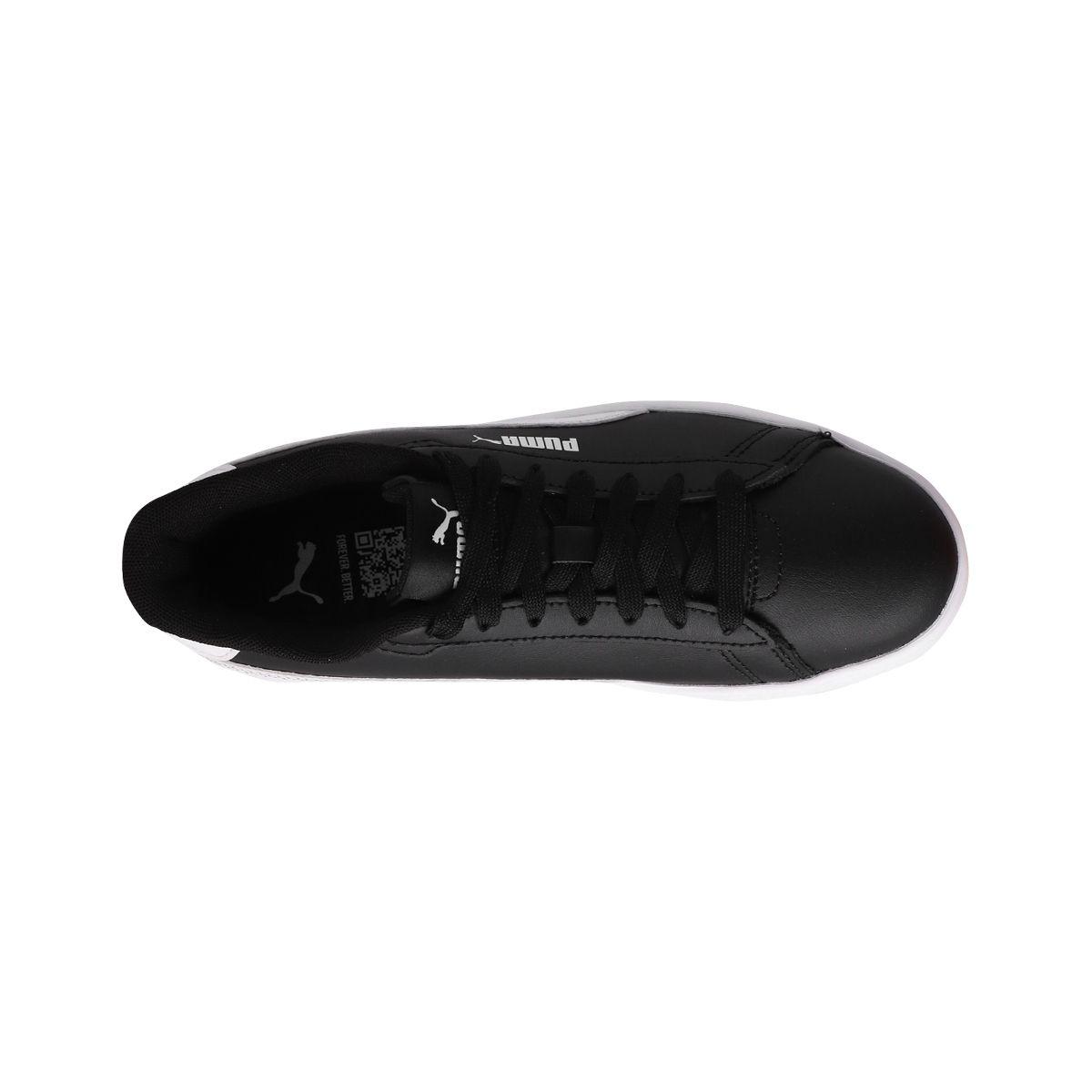 Zapatilla Puma Smash 3.0 Leather Joven Negras/Blancas-4
