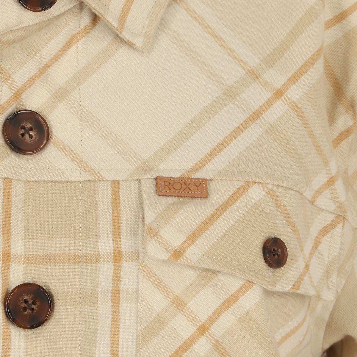 Sobrecamisa Roxy Tartán Mujer Beige-3