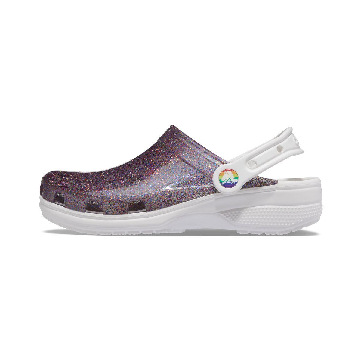 Zueco Crocs Classic Translucent Glitter Unisex Pride White-2