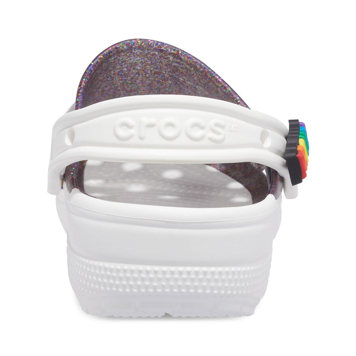 Zueco Crocs Classic Translucent Glitter Unisex Pride White-4