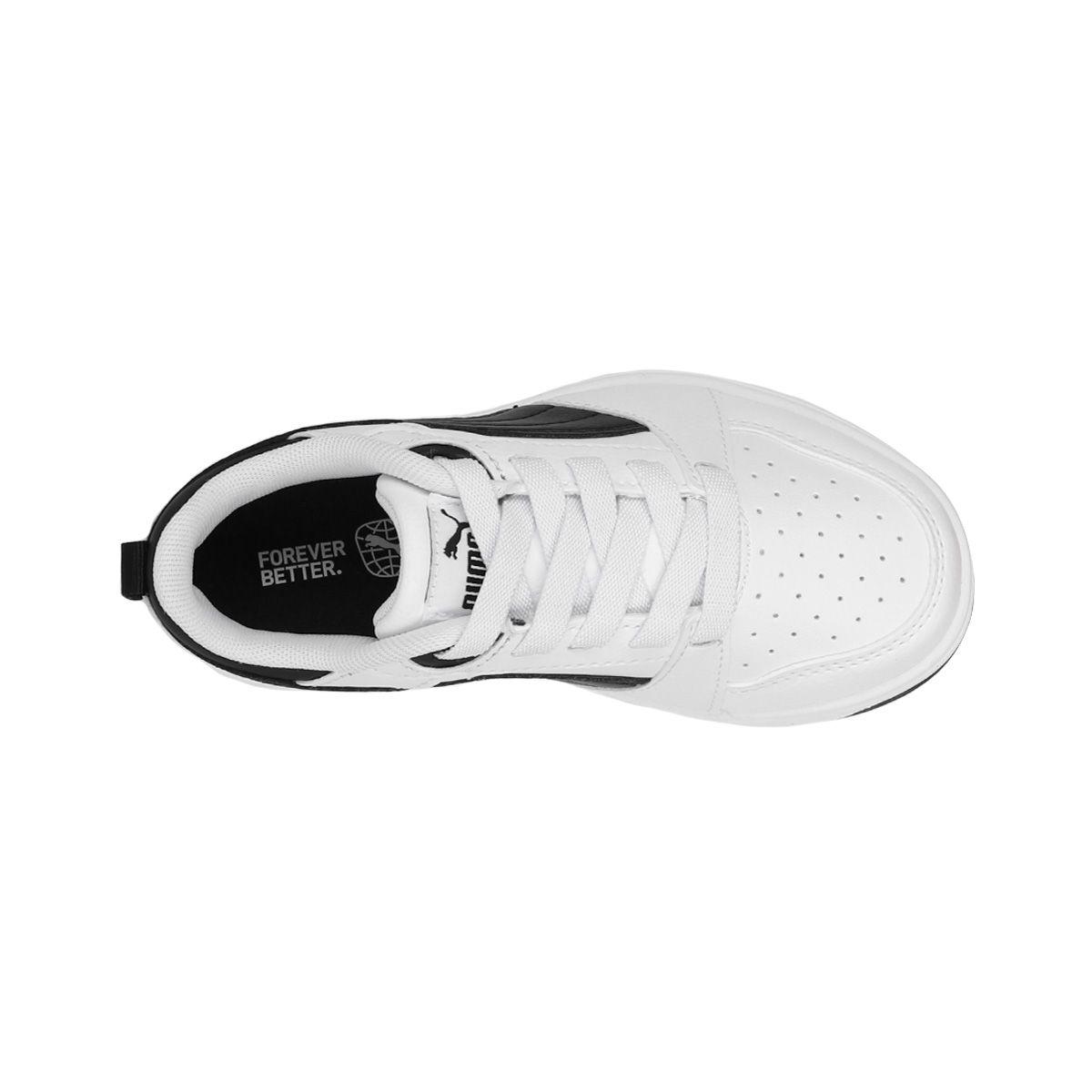 Zapatilla Puma Rebound V6 Low Niño White/Black-4