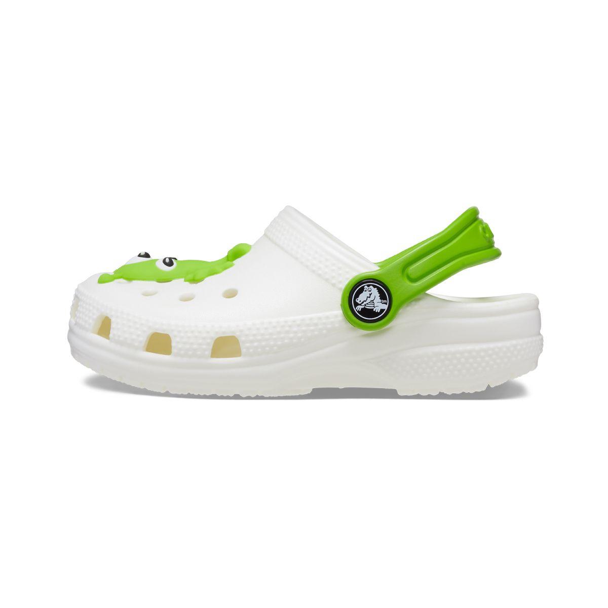 Zueco Crocs Classic Glow Alien Niños TD White/Green-2