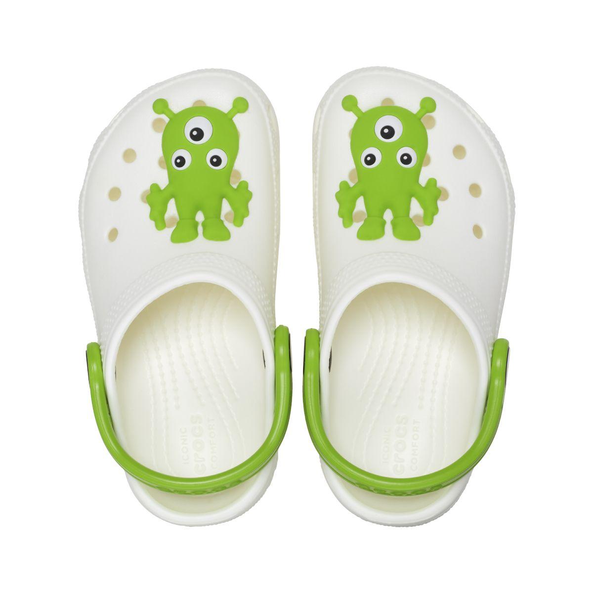 Zueco Crocs Classic Glow Alien Niños TD White/Green-5