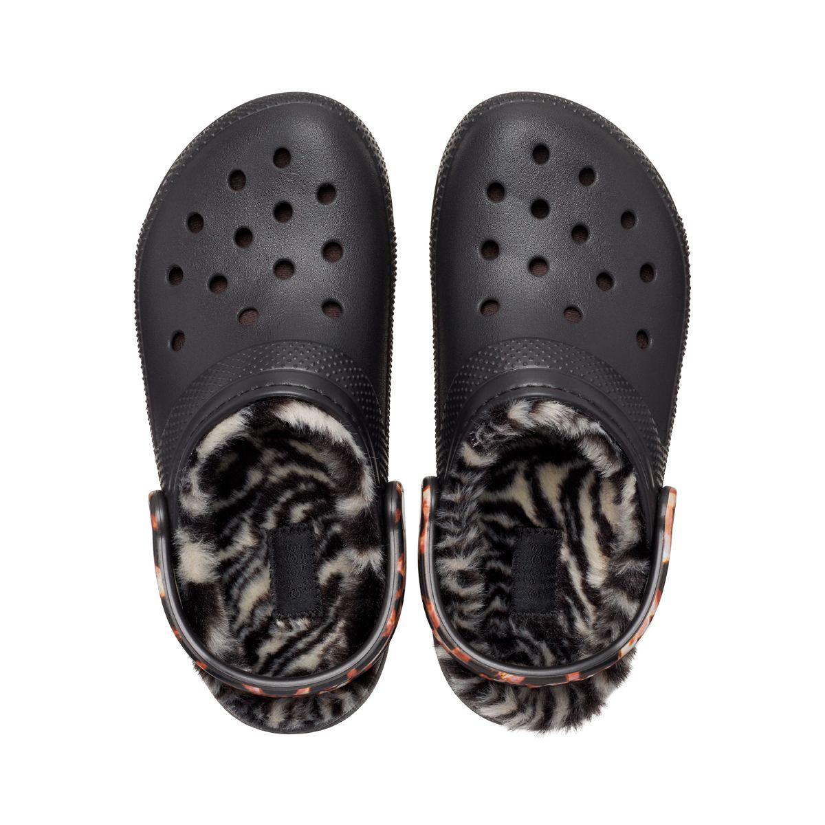 Zueco Crocs Classic Lined Mujer Animal Remix Black-5