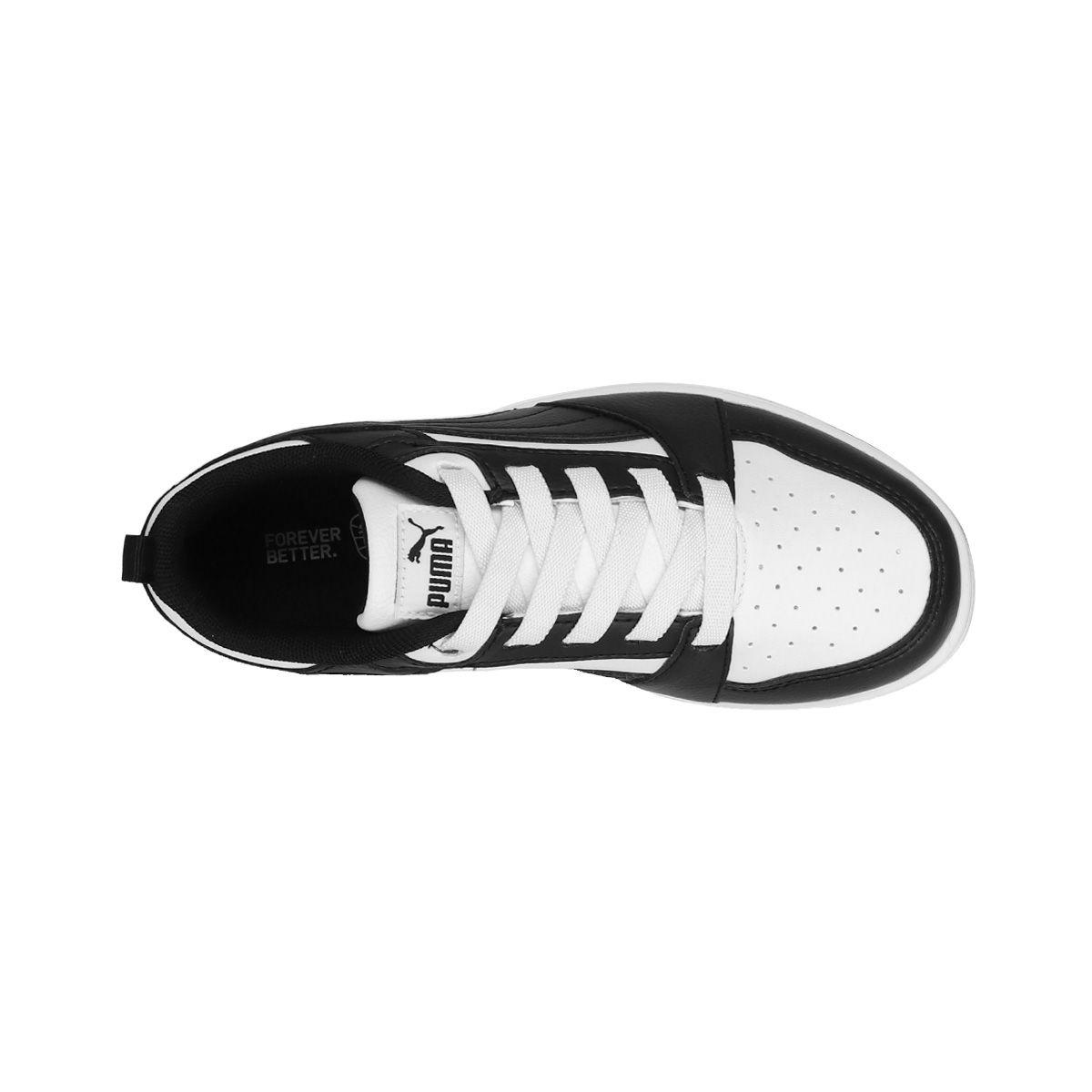 Zapatilla Puma Rebound V6 Low Niño Blanco/Negro-4