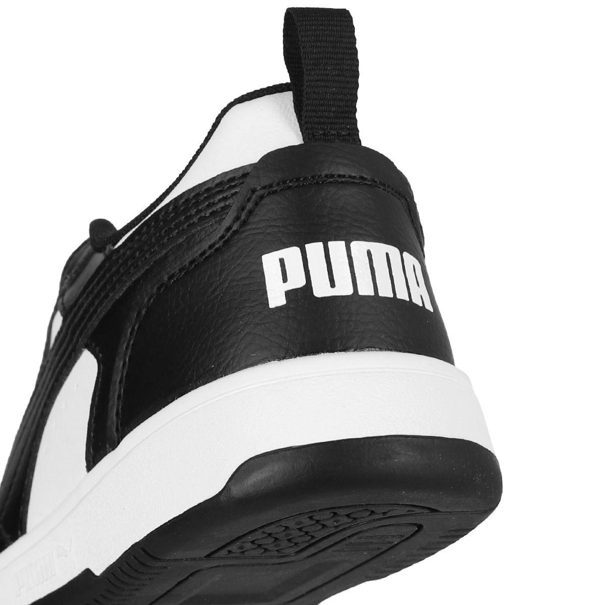 Zapatilla Puma Rebound V6 Low Niño Blanco/Negro-5