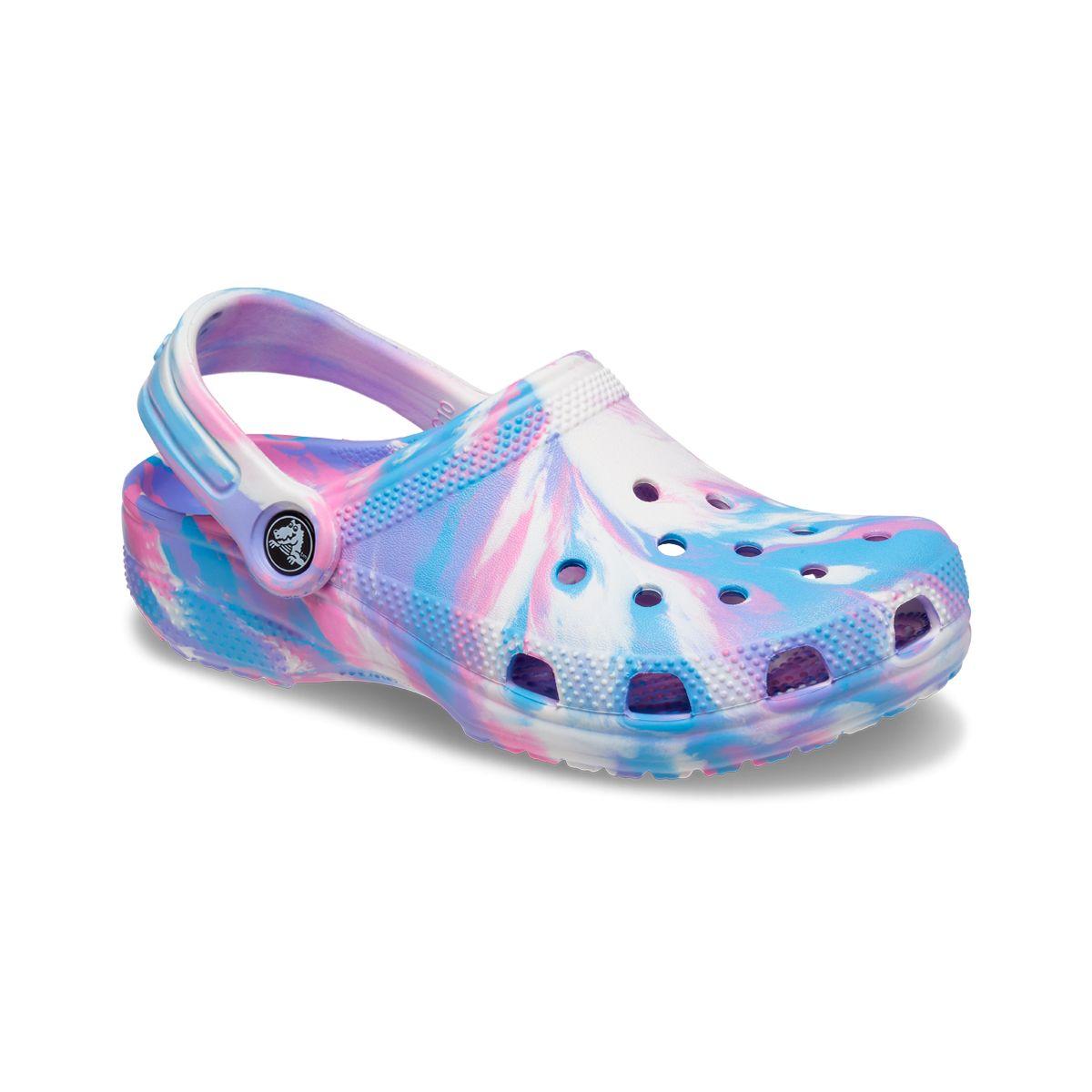 Zueco Crocs Classic Marbled Niña White/Pink-0