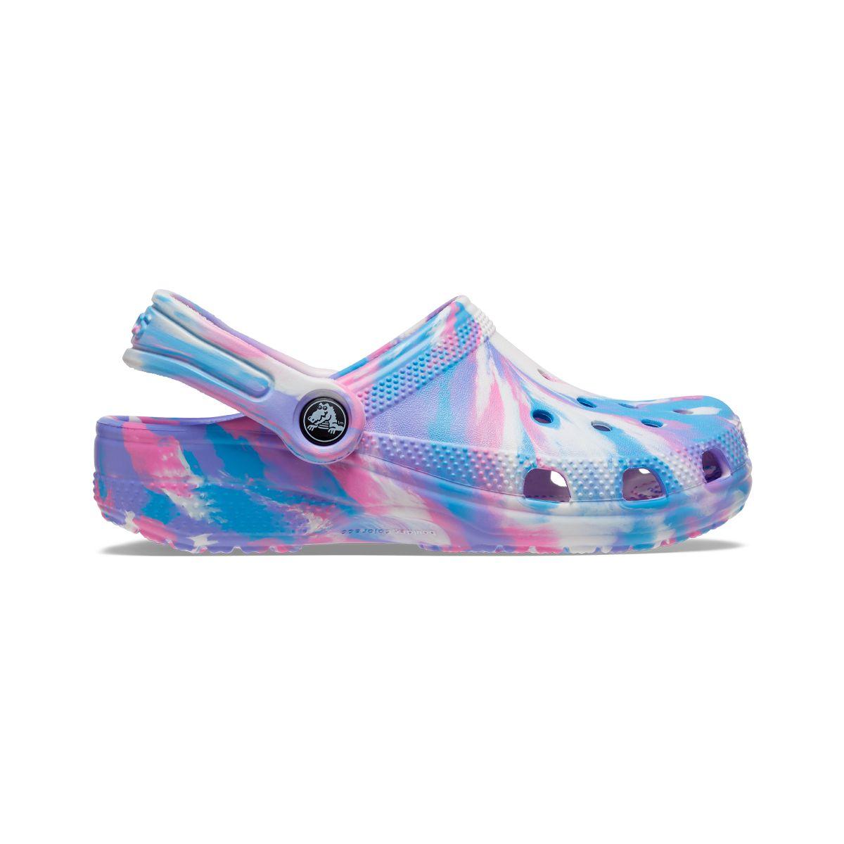 Zueco Crocs Classic Marbled Niña White/Pink-1