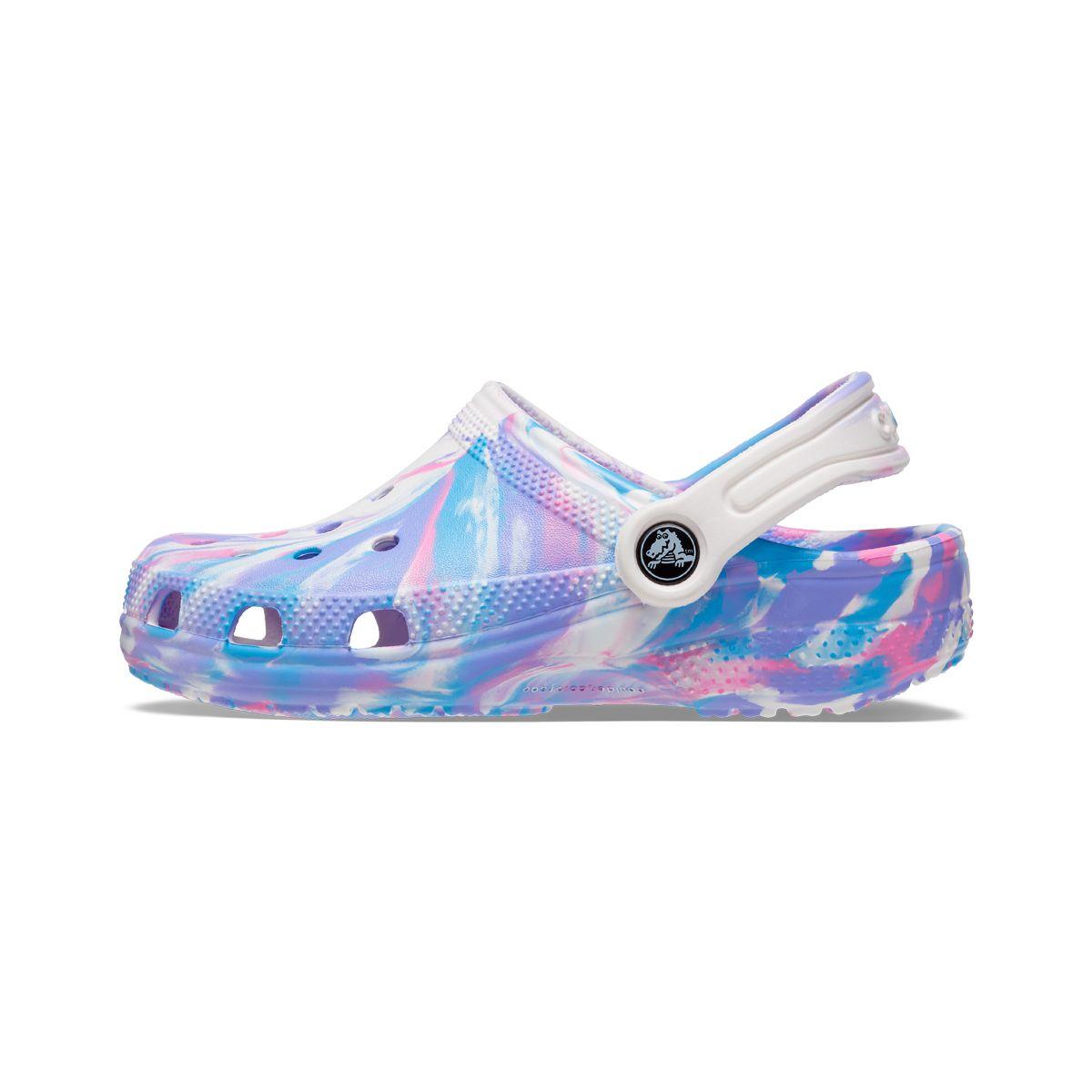 Zueco Crocs Classic Marbled Niña White/Pink-2