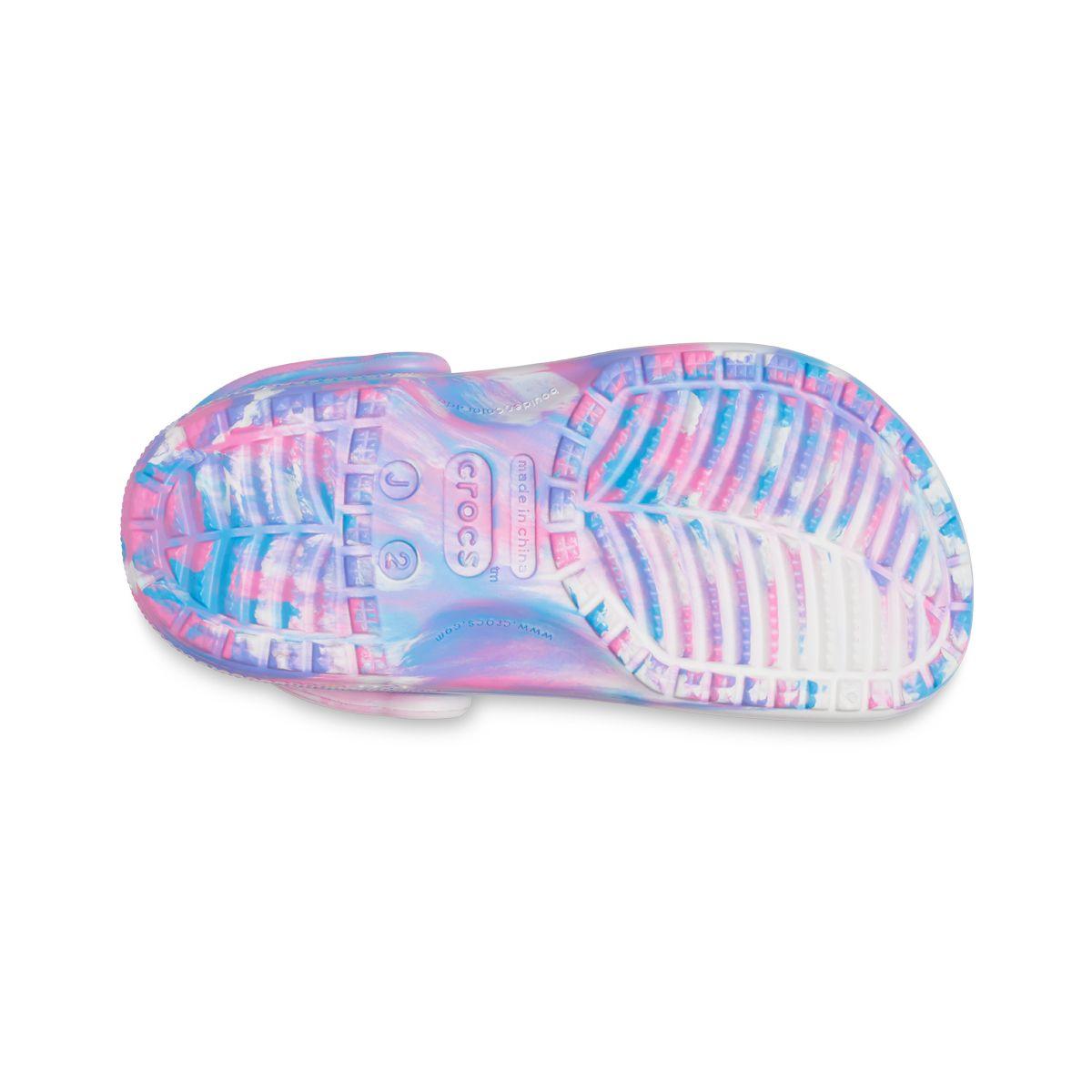 Zueco Crocs Classic Marbled Niña White/Pink-3