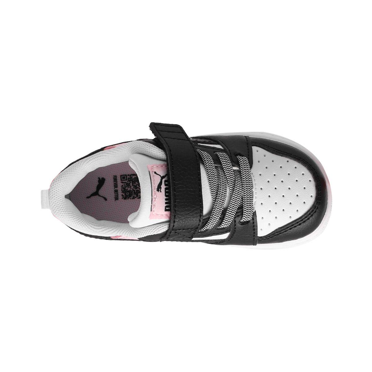 Zapatilla Puma Urbanas Rebound V6 Niños TD Blanca/Negra/Rosa-4