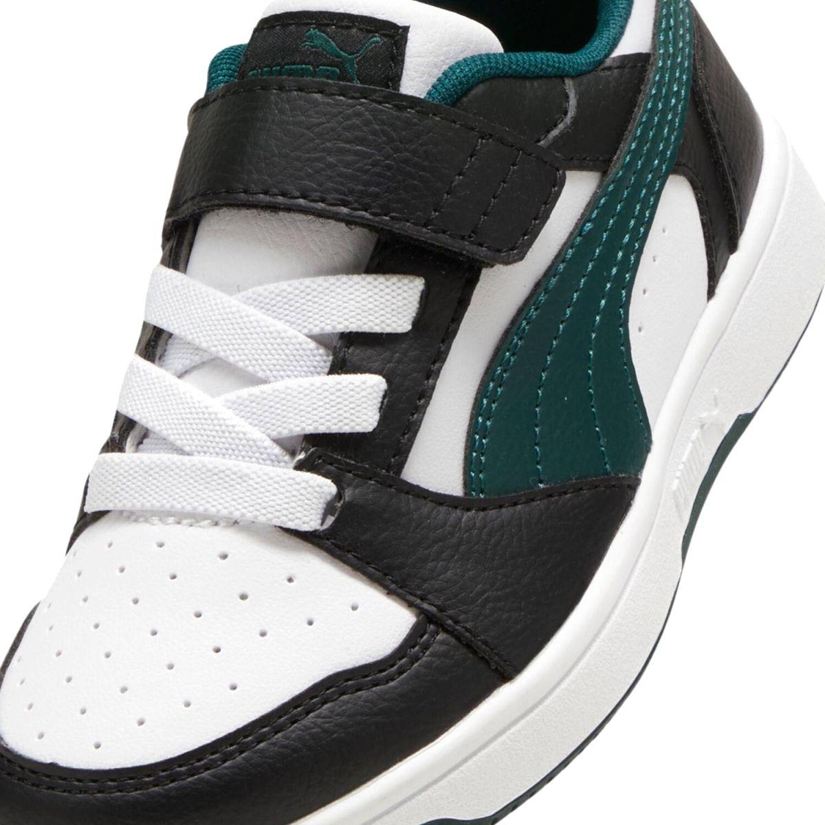 Zapatillas Urbanas Puma Rebound v6 Niños Blanca/Negra/Verdes-5