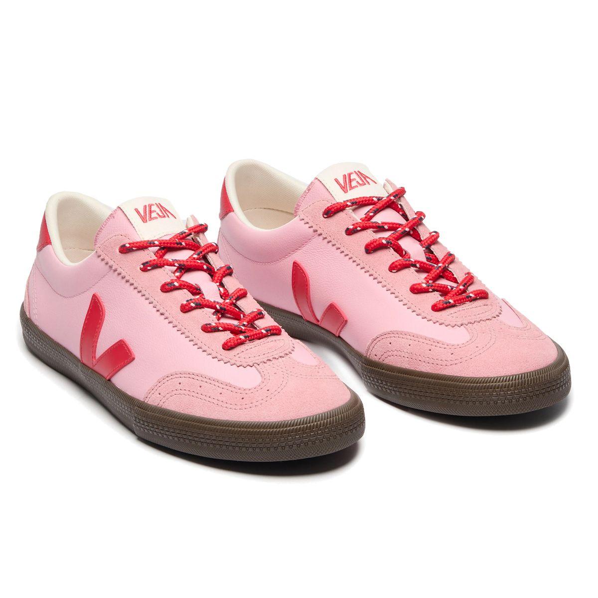 Zapatillas Mujer Veja Volley Leather Rosado/Rojo-2