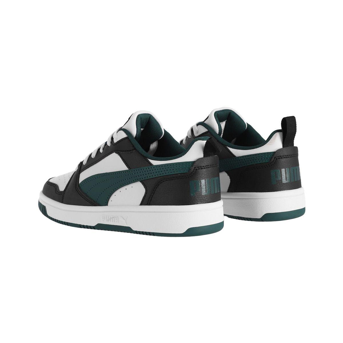 Zapatilla Puma Rebound V6 Mid Joven Negras/Verdes/Blancas-3
