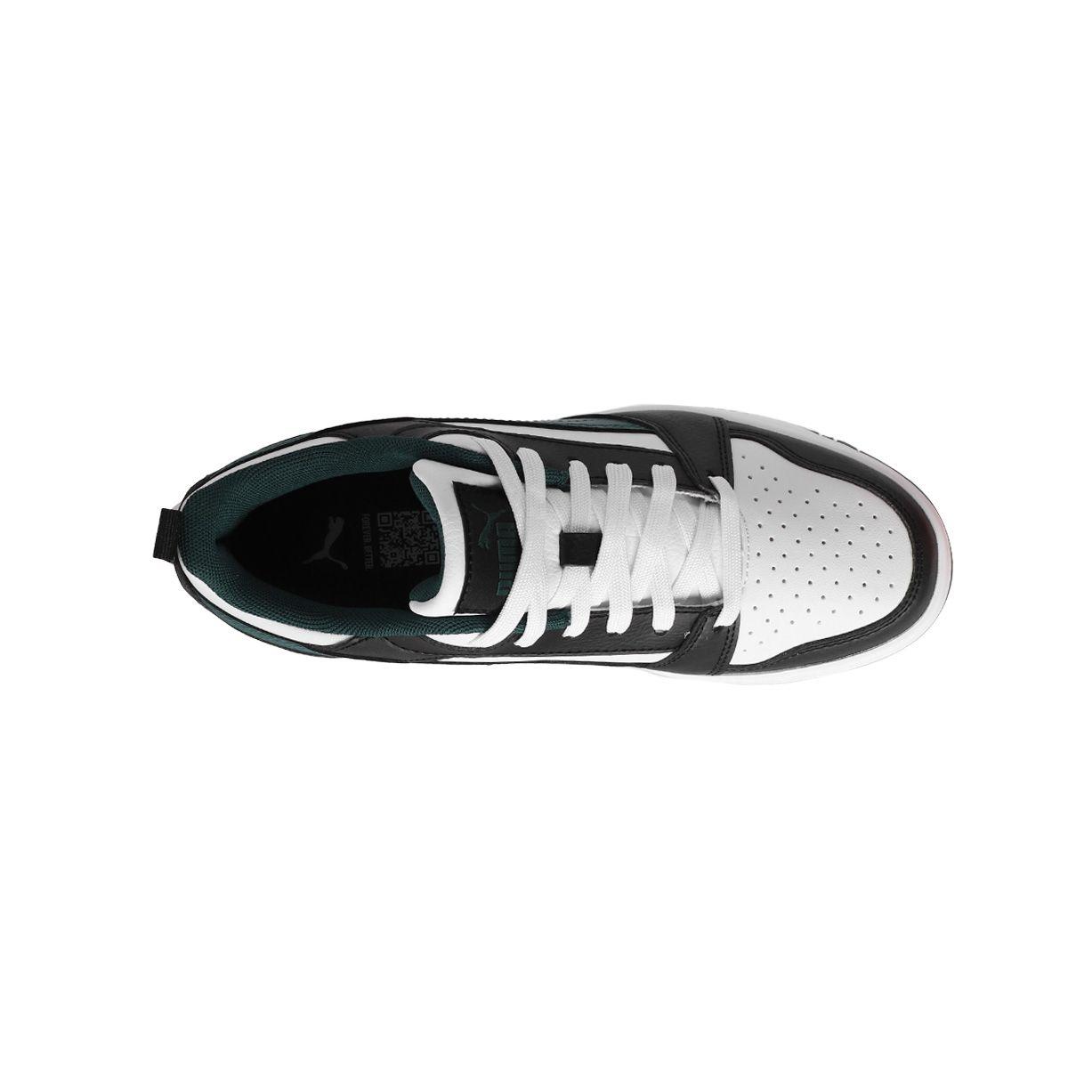 Zapatilla Puma Rebound V6 Mid Joven Negras/Verdes/Blancas-4
