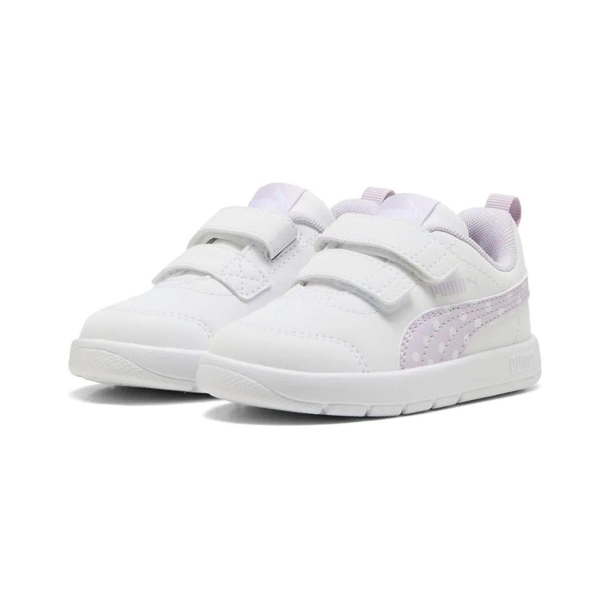 Zapatillas Baby Courtflex V3 Dotty Puma Blancas/Lilas-2