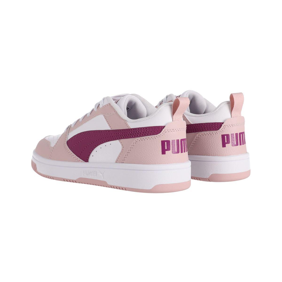 Zapatilla Puma Rebound v6 Low Joven Blancas/Moradas/Rosadas-3