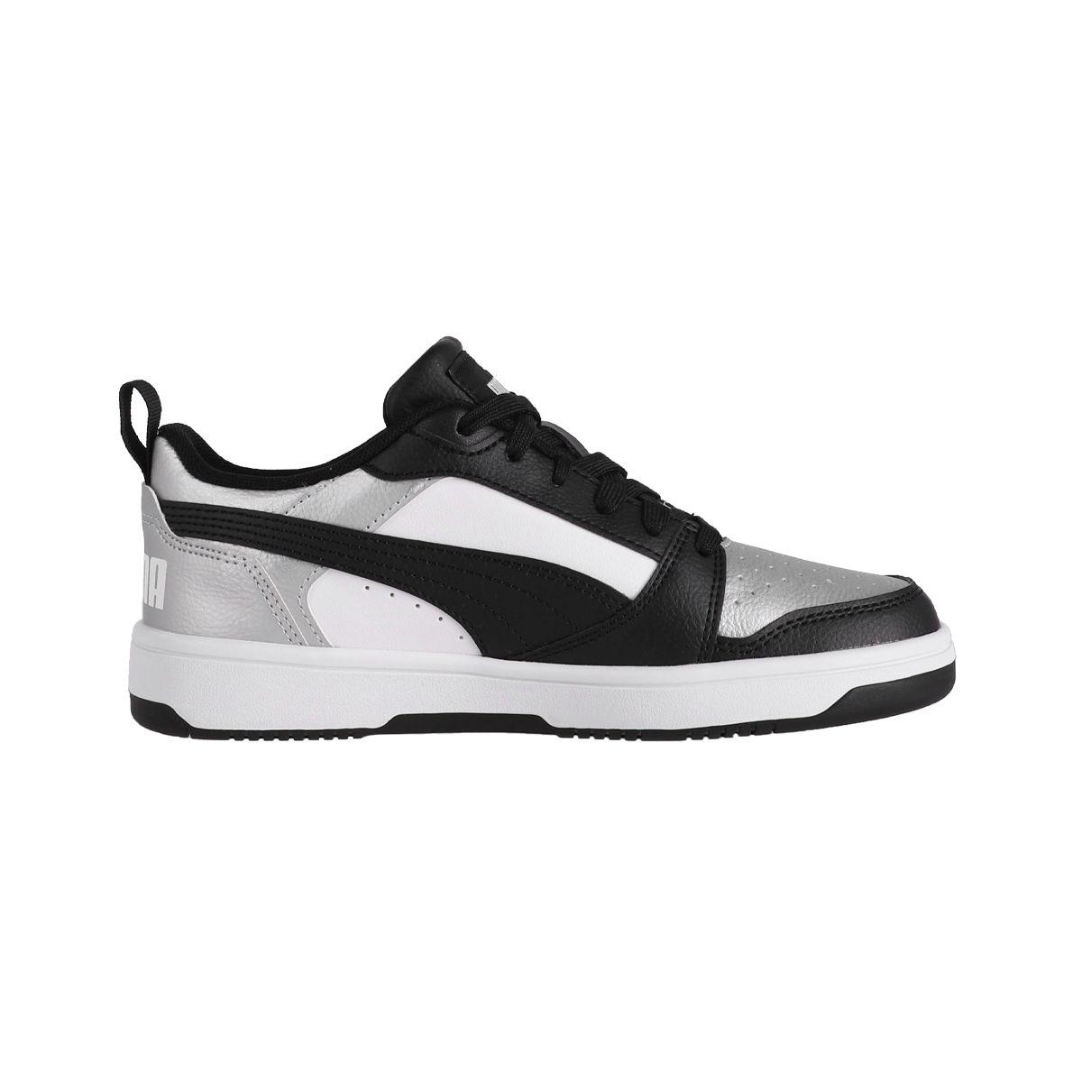 Zapatilla Puma Rebound v6 Low Mujer Negras/Plateadas/Blancas-1
