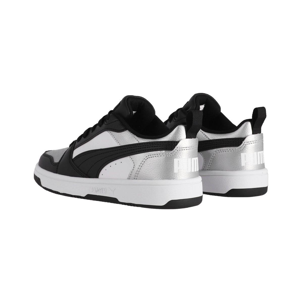 Zapatilla Puma Rebound v6 Low Mujer Negras/Plateadas/Blancas-3