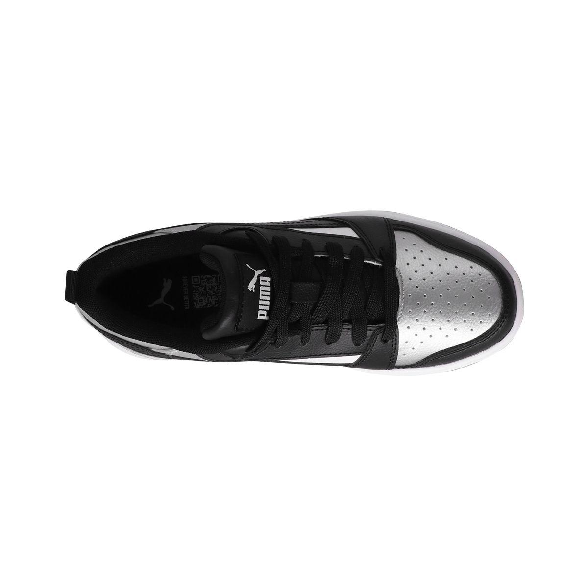 Zapatilla Puma Rebound v6 Low Mujer Negras/Plateadas/Blancas-4
