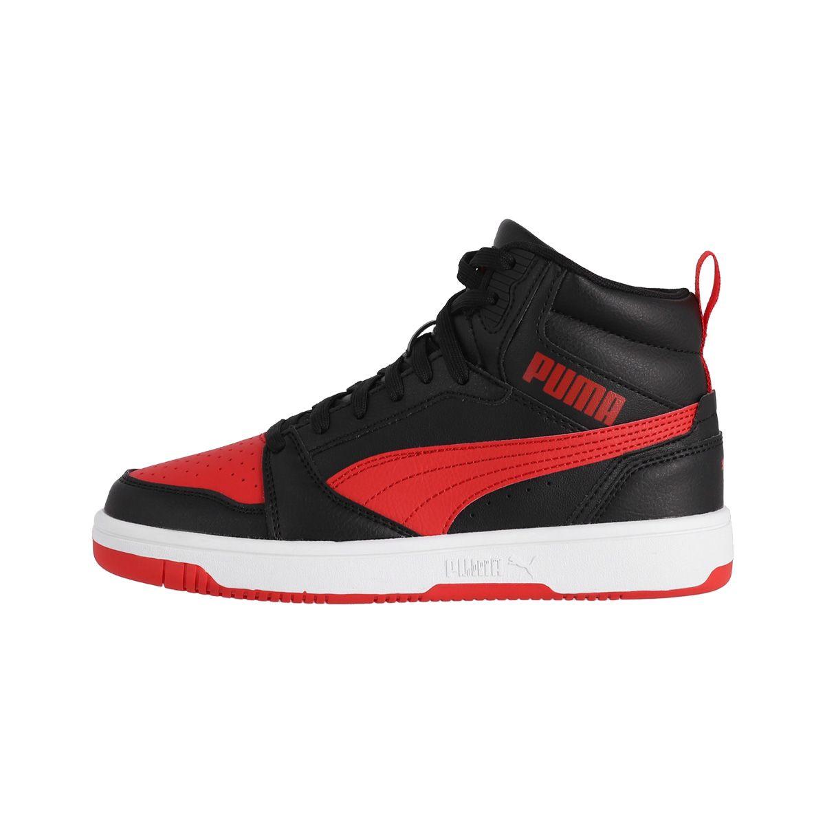 Zapatilla Puma Rebound V6 Mid Joven Negras/Rojas-0
