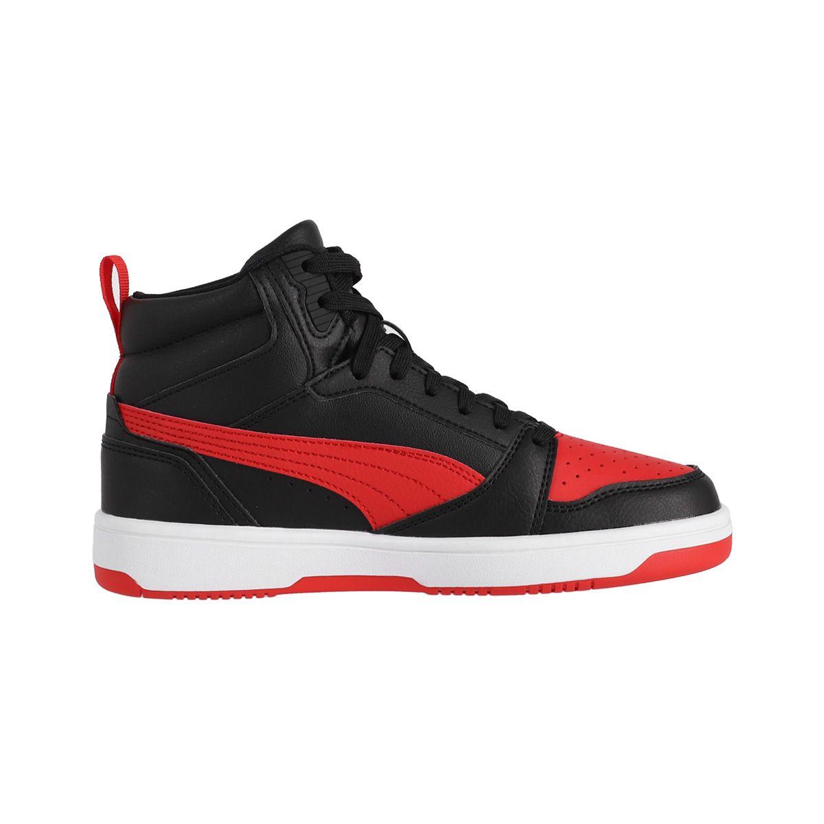 Zapatilla Puma Rebound V6 Mid Joven Negras/Rojas-1