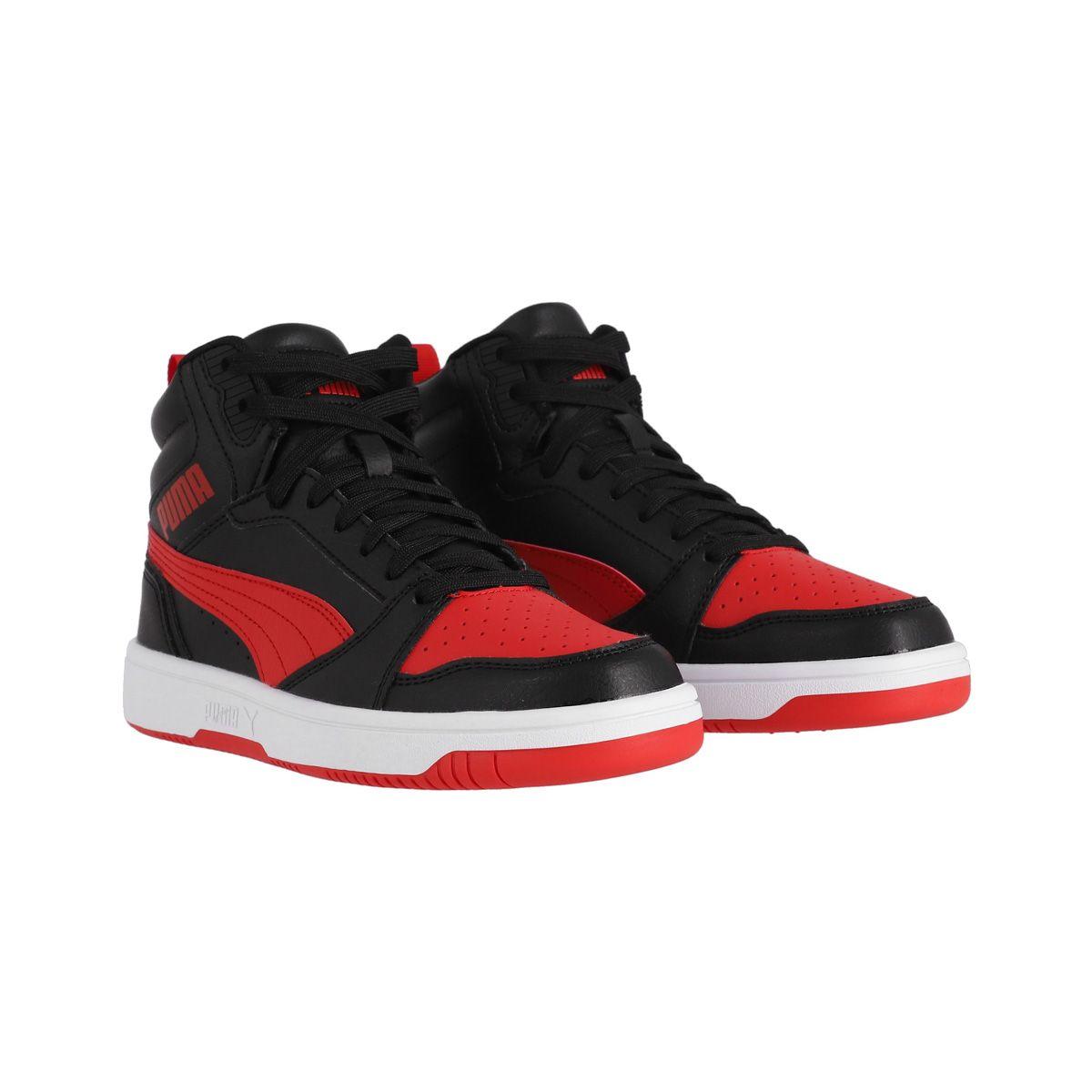 Zapatilla Puma Rebound V6 Mid Joven Negras/Rojas-2