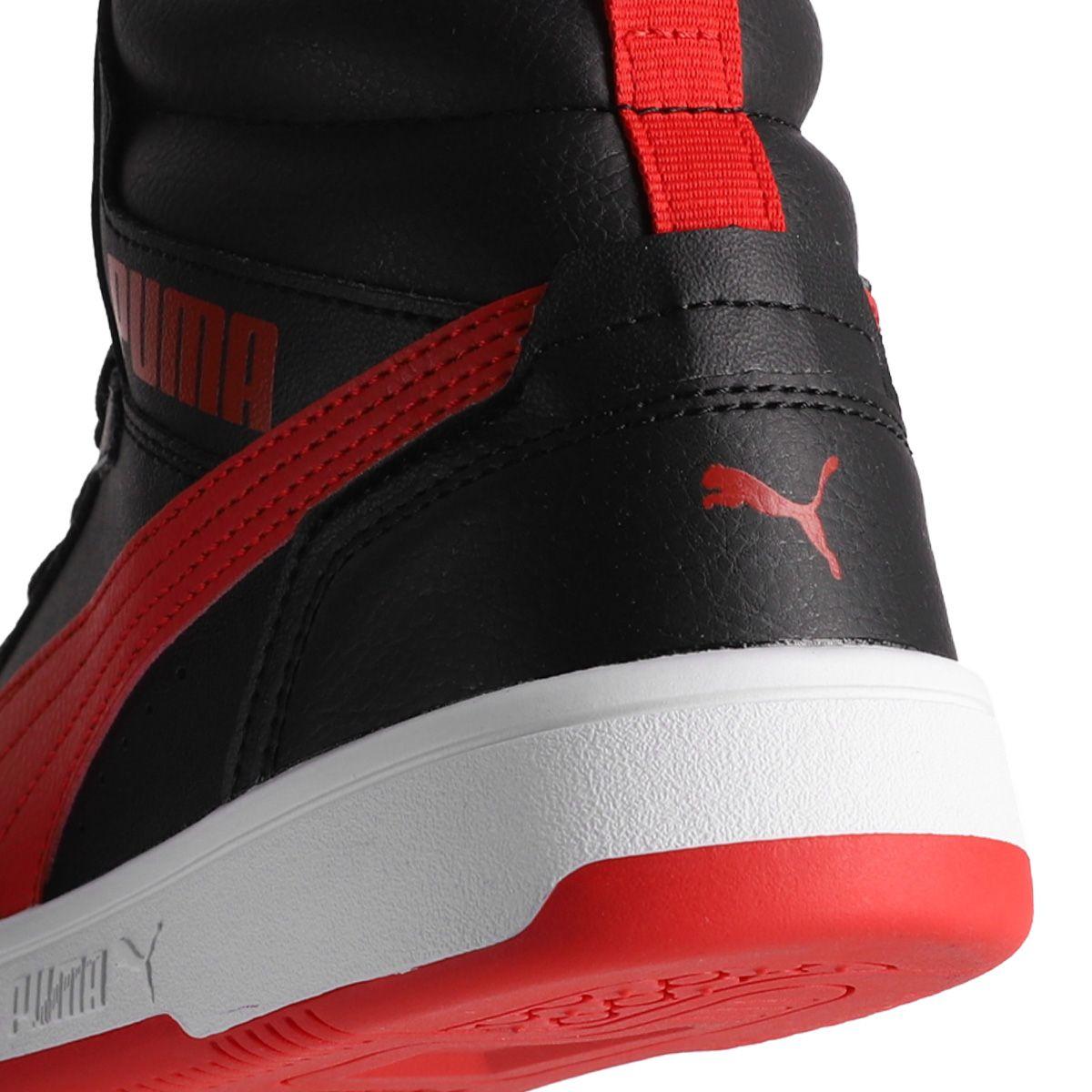 Zapatilla Puma Rebound V6 Mid Joven Negras/Rojas-5