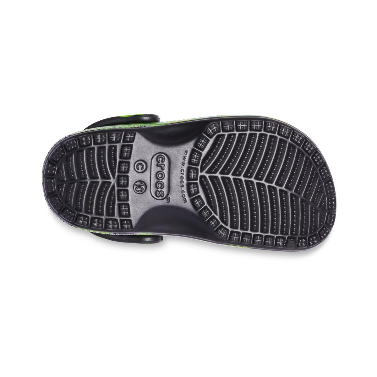 Zueco Crocs Classic Tie Dye Graphic Niños Black/Lime Punch-3