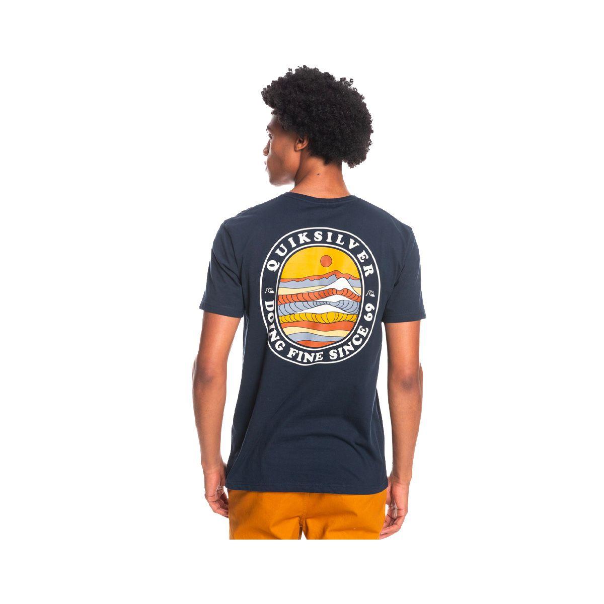 Polera  Quiksilver Rolling Waves Hombre Azul-2