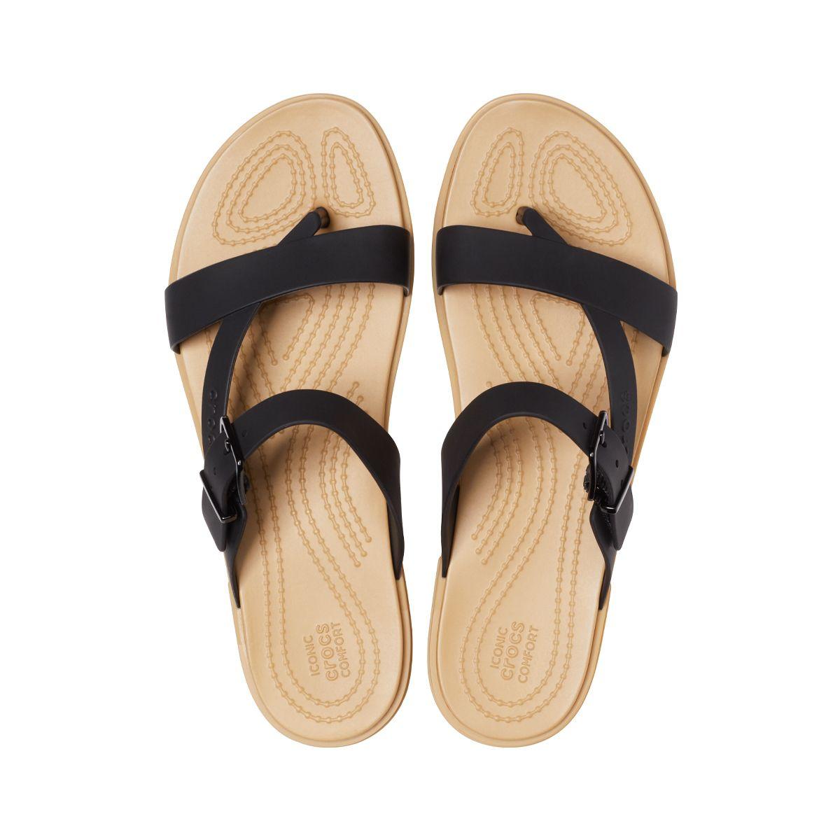 Sandalia Crocs Tulum Toe Post Sandal W Mujer Black/Tan-5