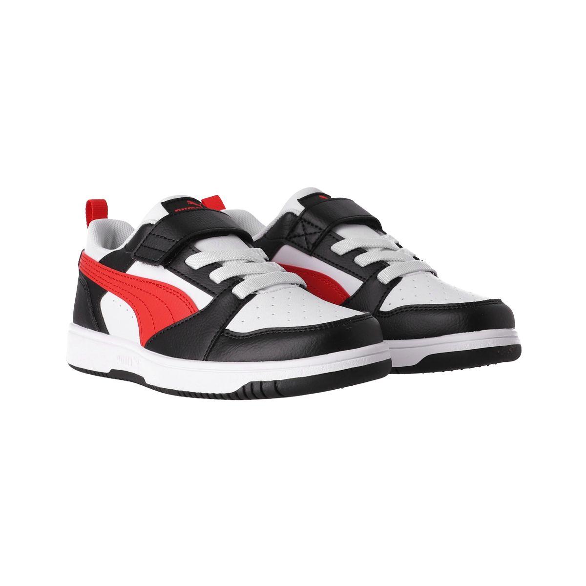Zapatilla Puma  Rebound v6 Niños Negras/Blancas/Rojas-2