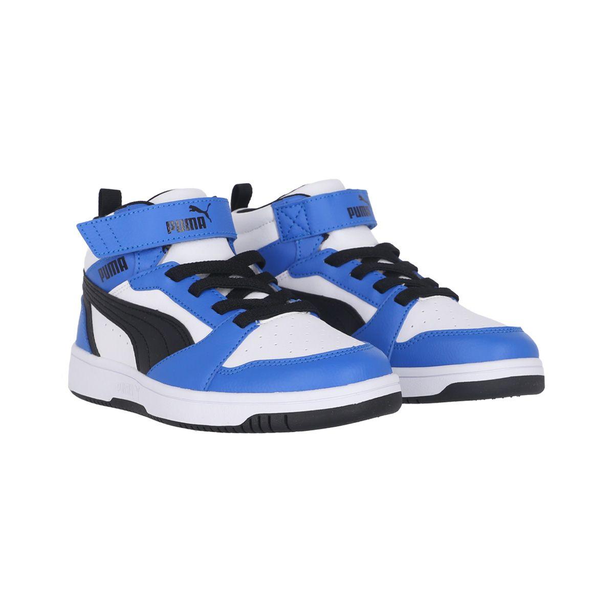 Zapatilla Puma Rebound V6 Mid Niño Blue/White/Black-2