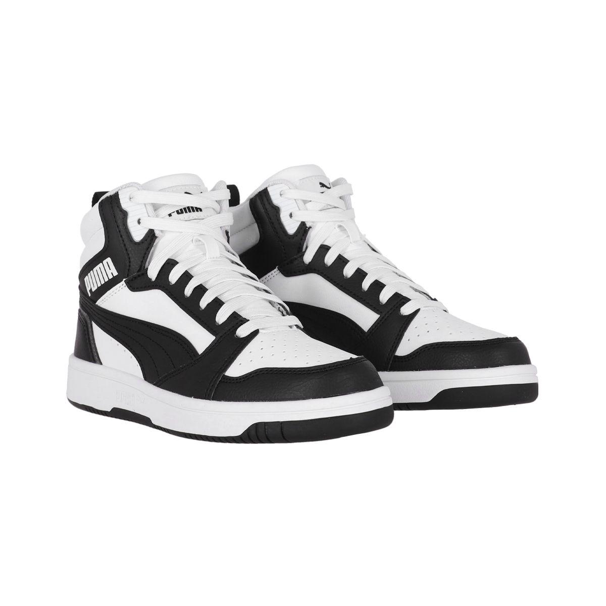 Zapatilla Puma Rebound V6 Mid Niño White/Negro ll-2