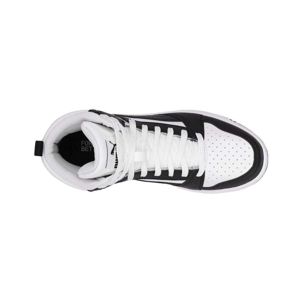 Zapatilla Puma Rebound V6 Mid Niño White/Negro ll-4