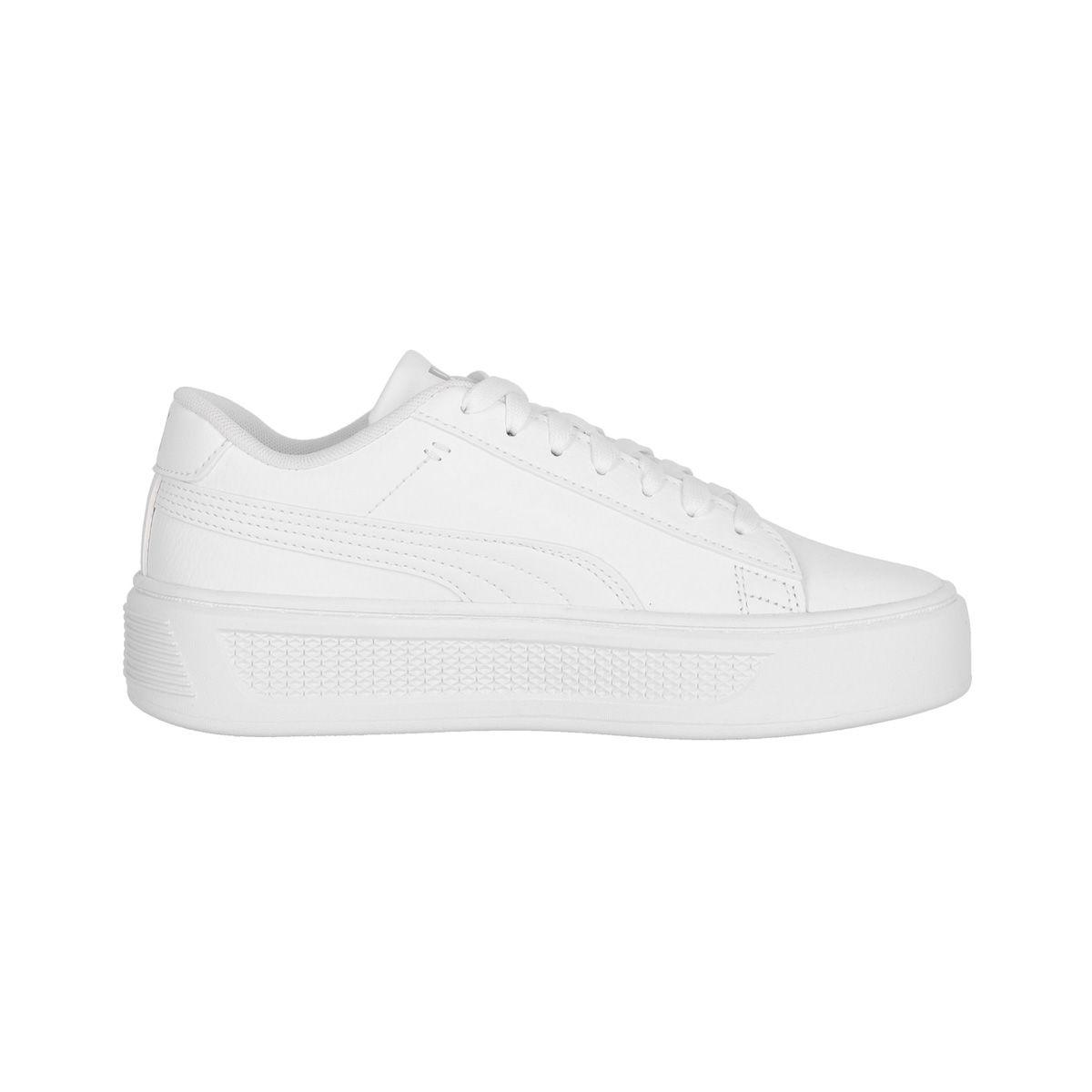 Zapatilla Puma Smash Platform v3 Mujer White/Silver-1