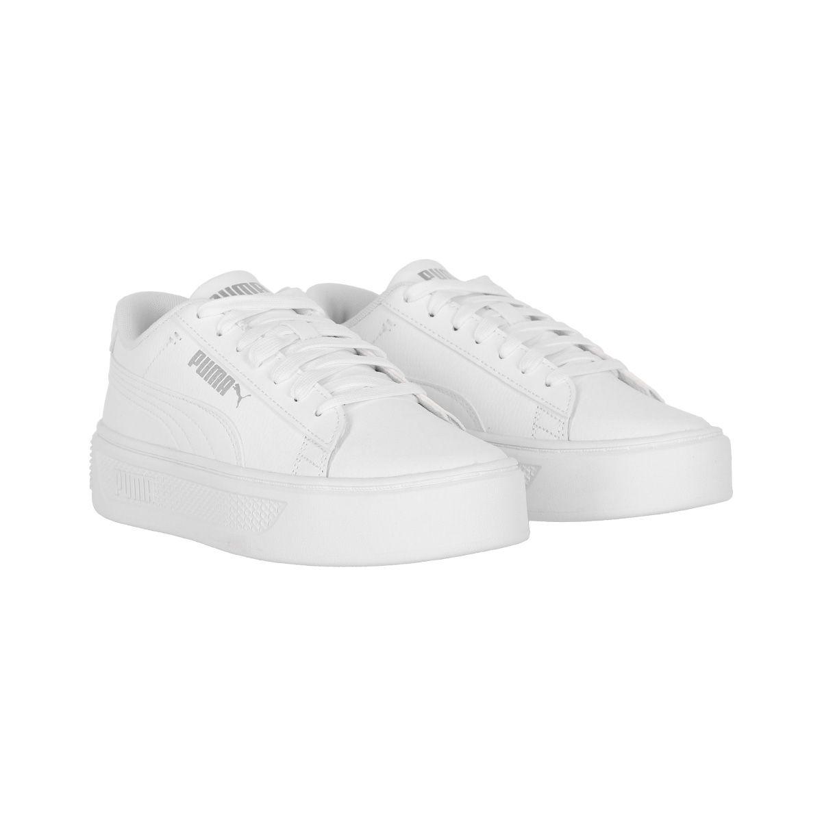 Zapatilla Puma Smash Platform v3 Mujer White/Silver-2