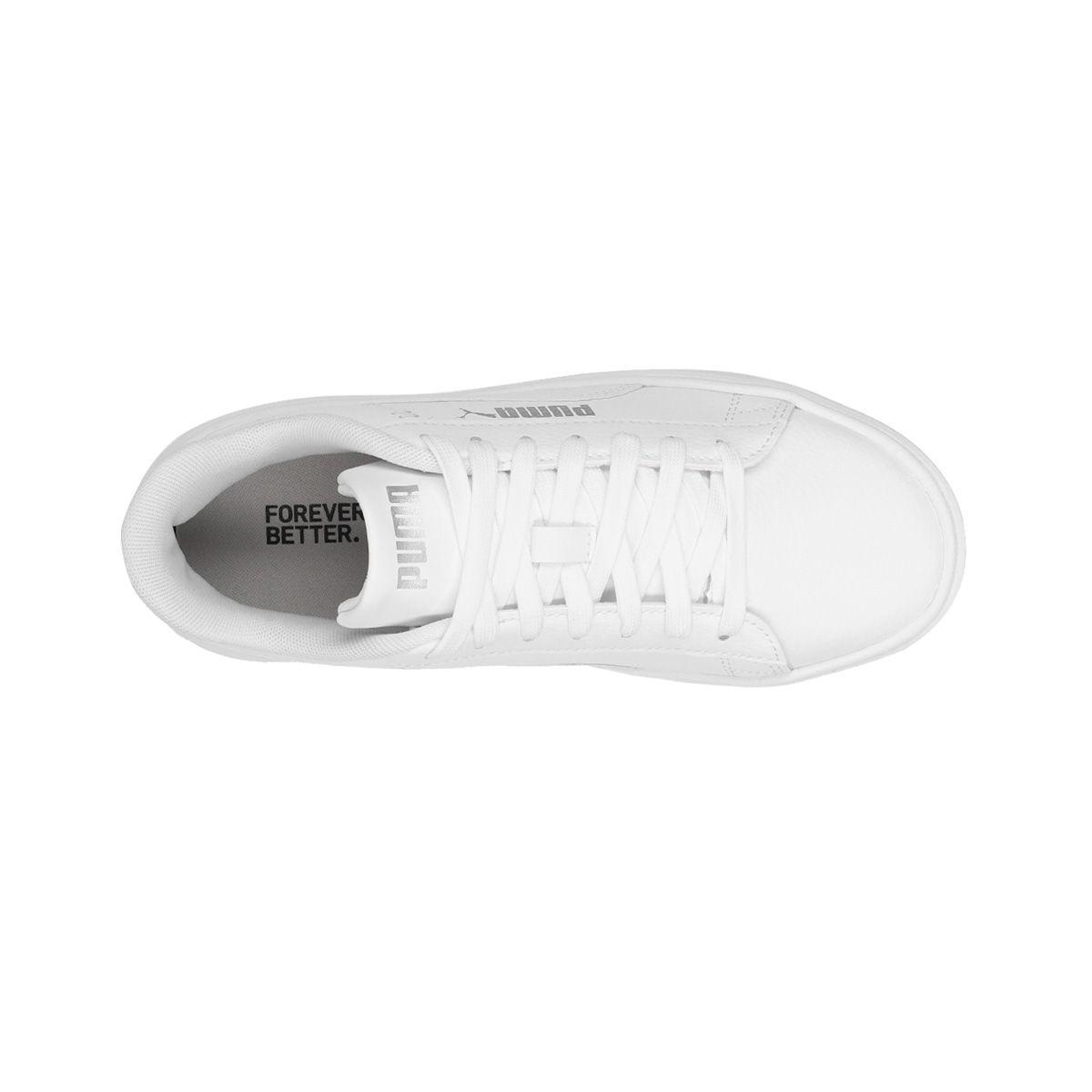 Zapatilla Puma Smash Platform v3 Mujer White/Silver-4