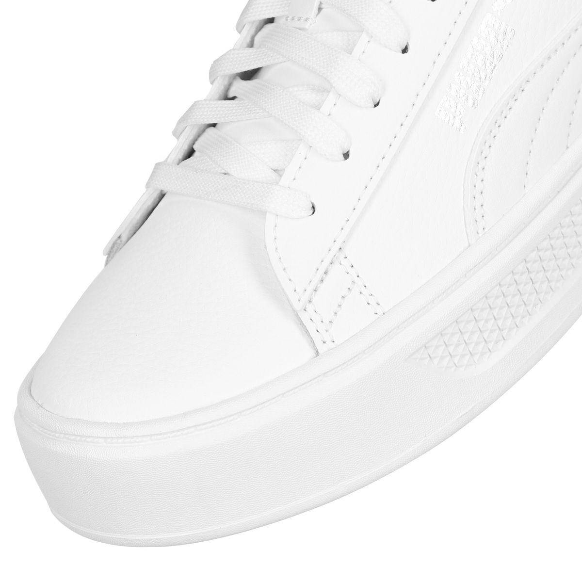 Zapatilla Puma Smash Platform v3 Mujer White/Silver-5