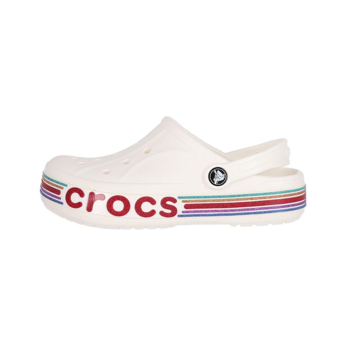 Zueco Niño  Crocs Bayaband Rainbow Glitter Blanco-2
