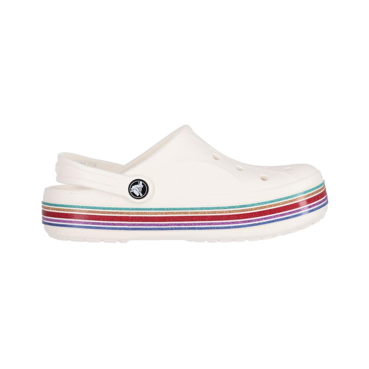 Zueco Niño  Crocs Bayaband Rainbow Glitter Blanco-3