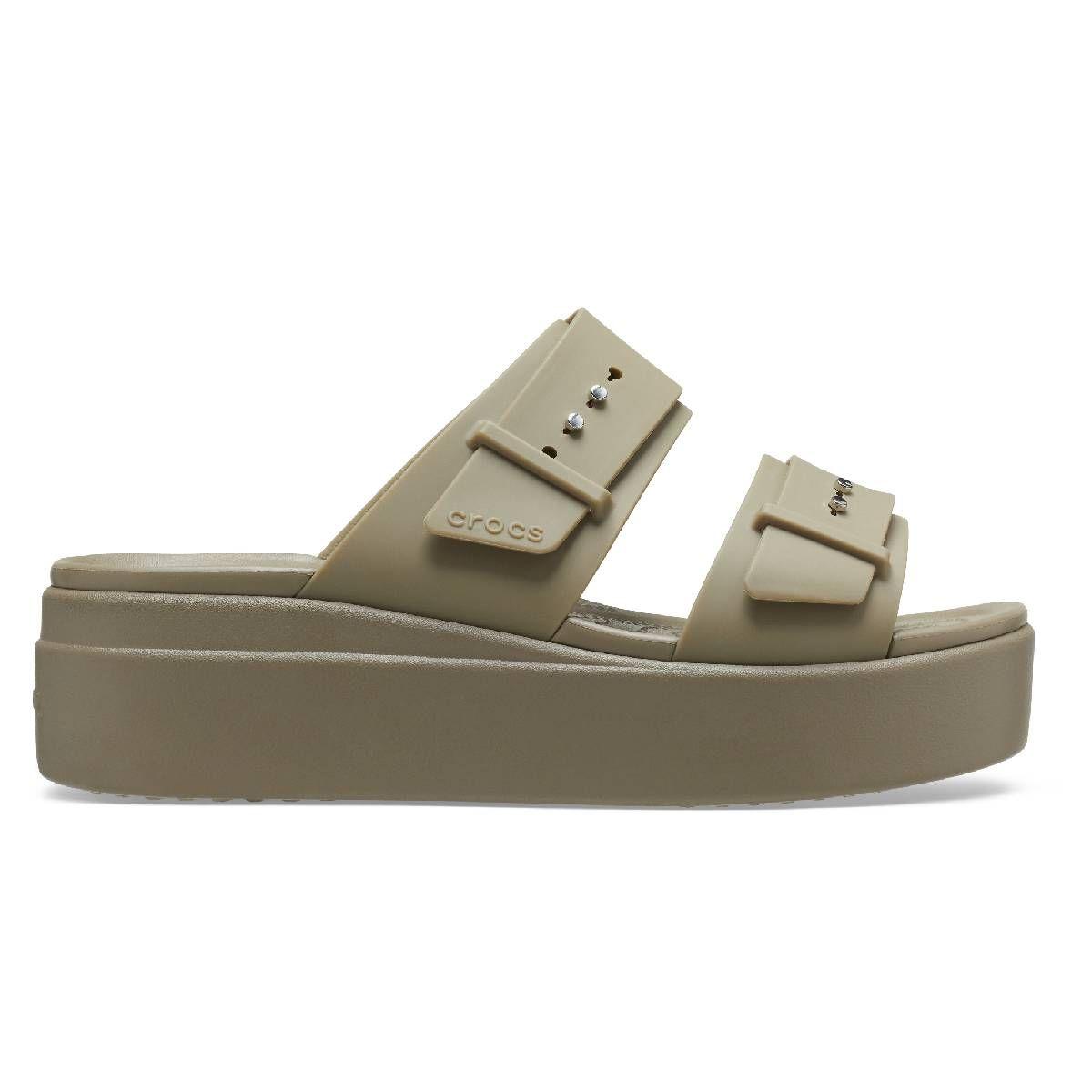 Sandalia Crocs Brooklyn Low Wedge Mujer Beige-1