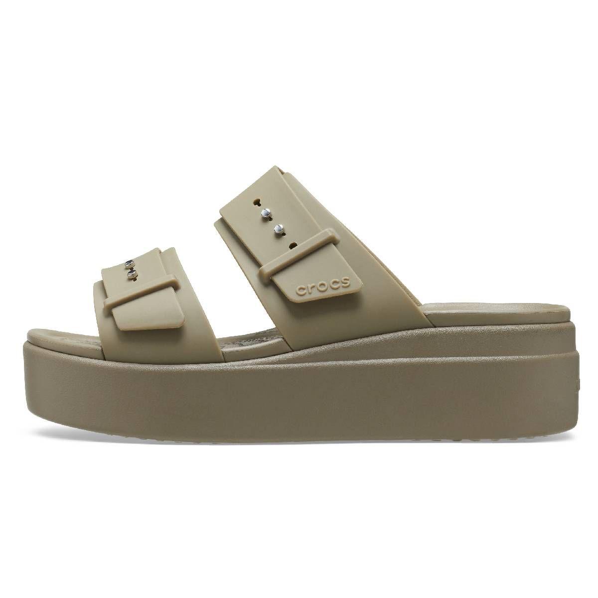 Sandalia Crocs Brooklyn Low Wedge Mujer Beige-2