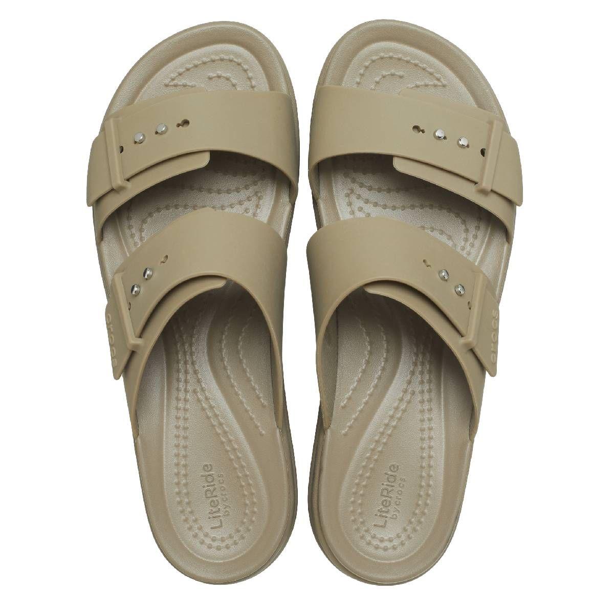 Sandalia Crocs Brooklyn Low Wedge Mujer Beige-3