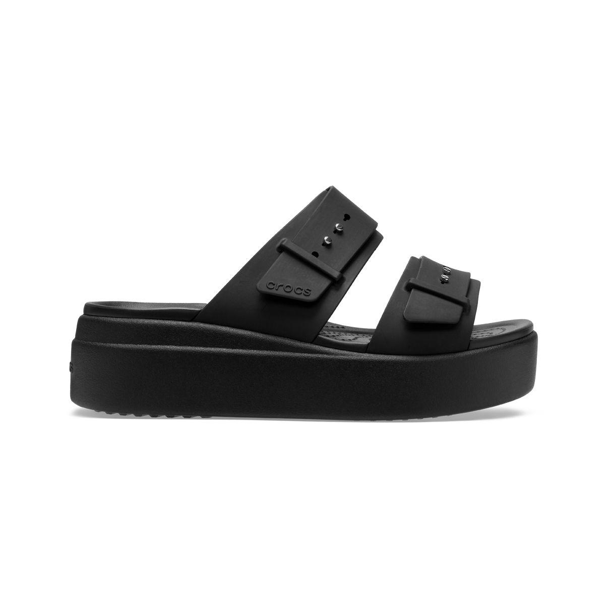 Sandalia Crocs Brooklyn Buckle Low Wedge Mujer Black-1